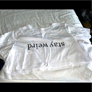 Stay Weird Medium shirtsleeve crop top